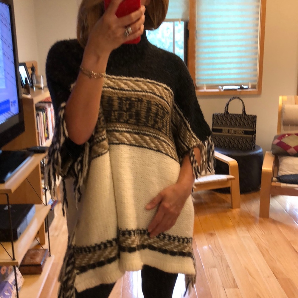 Free People Ivory Comb Poncho XS/S